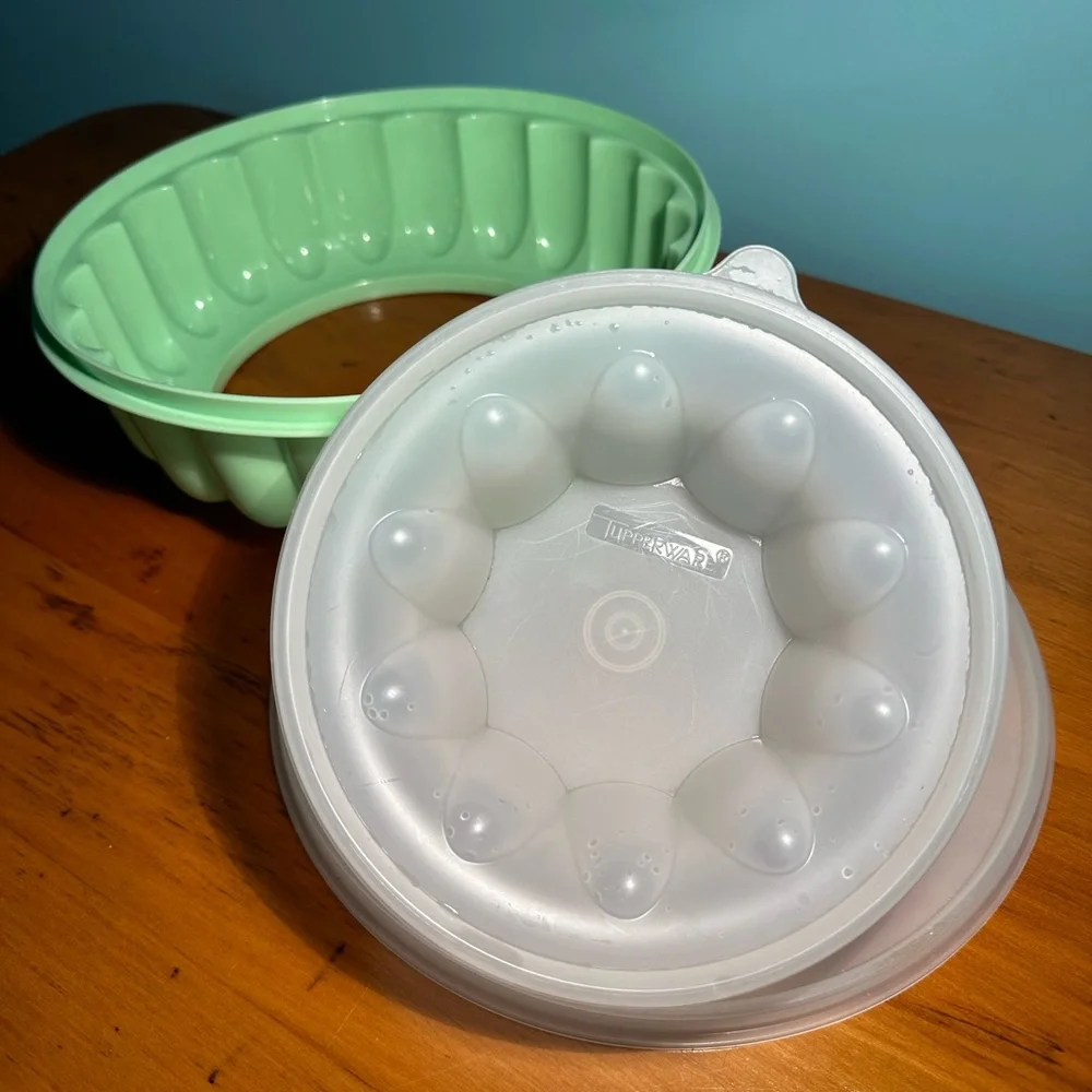 Nostalgic Summertime Picnic Potluck Vintage Tupperware Seafoam Green Jello Mold